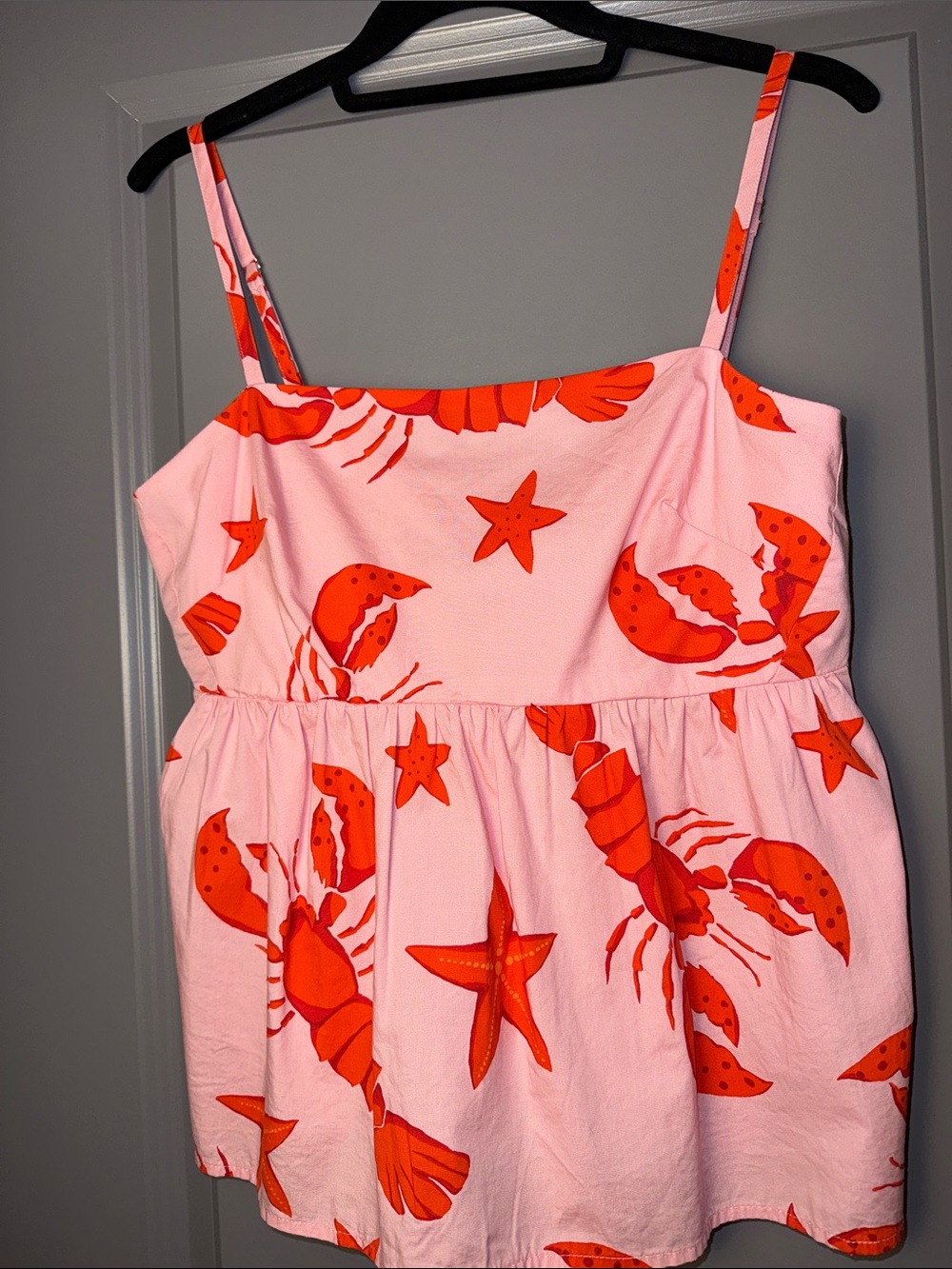 J.Crew Pink Lobster & Seashell Print Tie-Back Cami Tank Top | Size 8